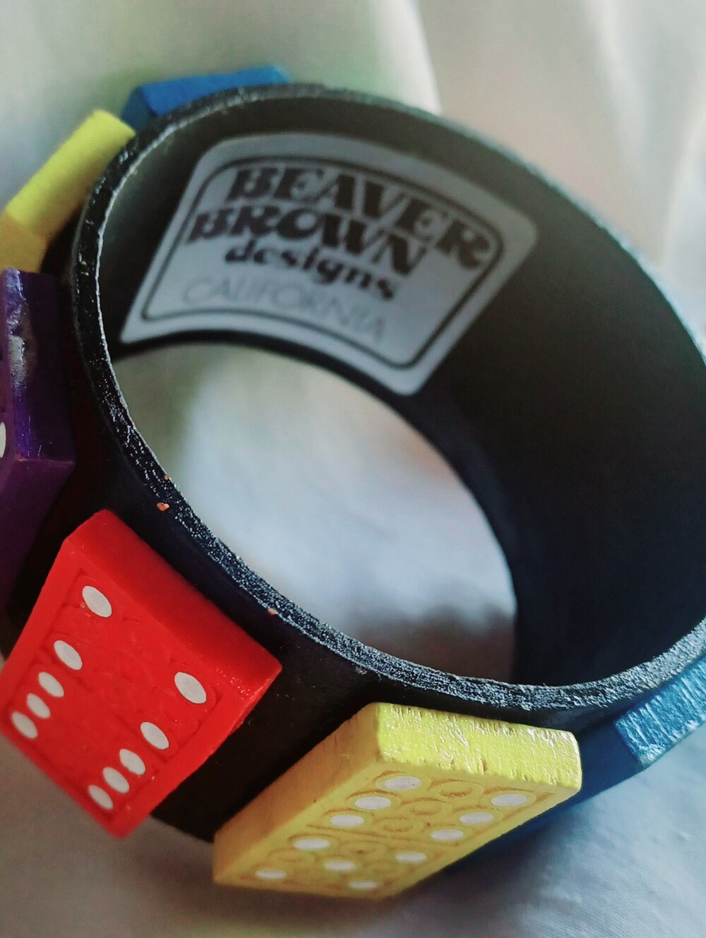 Multi-colored Domino Cuff Bracelet, Bold and Unique acessory. 3"